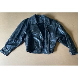 Vintage Cuir du Monde Black 80s Biker Leather Jacket